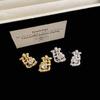 Niche Design Sense Diamond-Encrusted Woven Metal Stud Earrings Women'S Unique Personality Exquisite Light Luxury Elegant Versatile Earrings