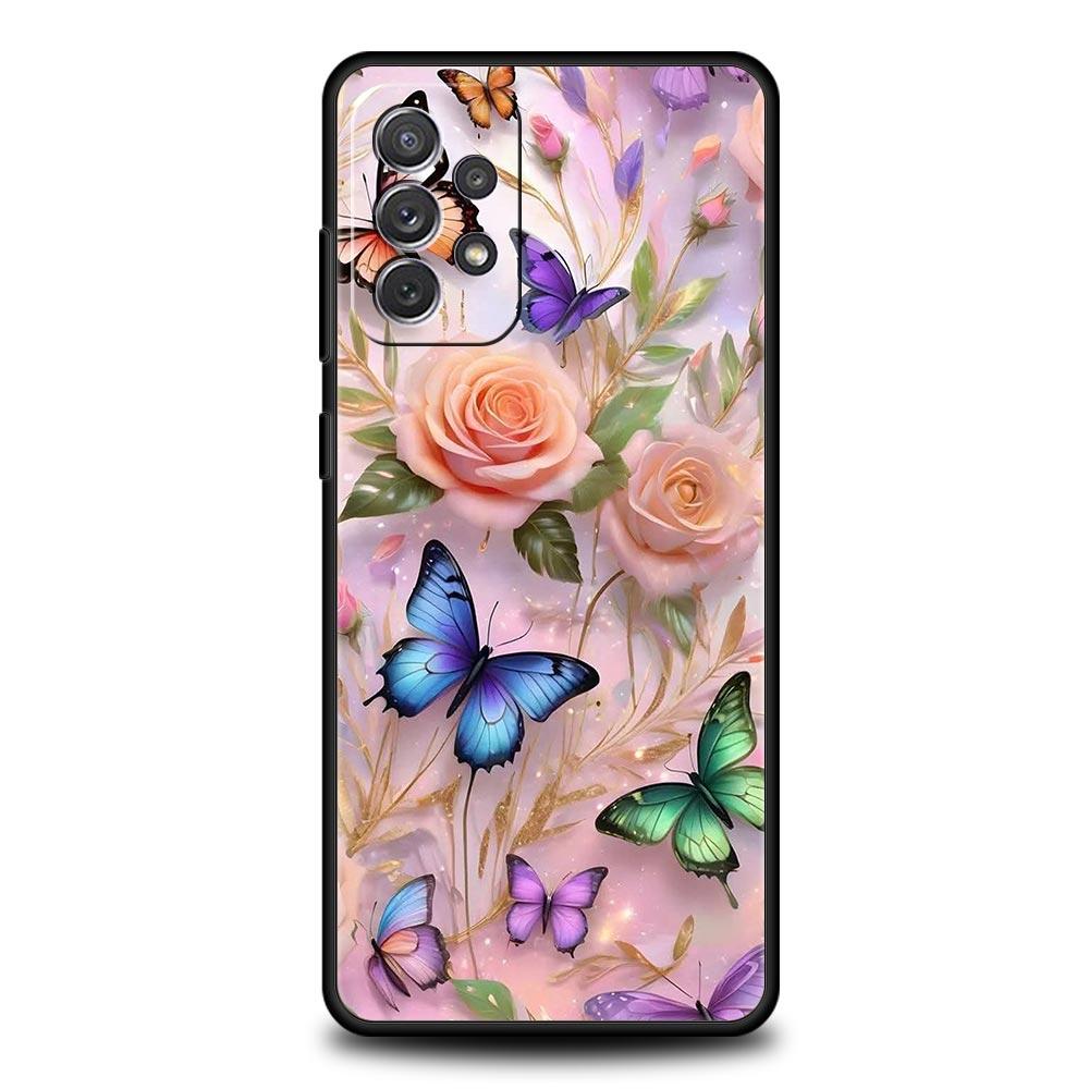 Fjärilsdesign Fodral för Samsung Galaxy A55 A35 A15 A14 A13 A25 A54 A51 A71 A72 A73 A32 A52 A41 5G Mjukt TPU-skal Fundas