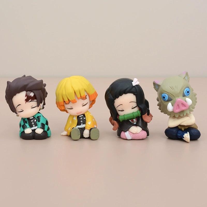 

4pcs Cute Demon Slayer Figure Kawaii Mitsuri Action Figurine Sleeping Kimetsu No Yaiba Anime Decoration Desk Accessories Beautiful Gift
