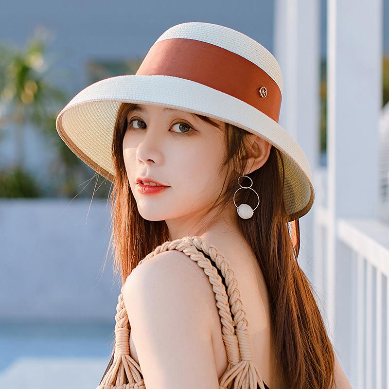 My Extreme Outdoor Activities Women's Black Summer Hepburn Hats Sun Protection Hat Sun Hats Summer Straw Hat Sun Visor Beach Sun Protection Bucket Hats For 56-58Cm