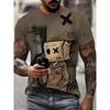 Men's Paper Bag Head Cartoon 3D Printed T-Shirt Casual Short Sleeve Crewneck Top Cool Brown Character Graphic Tee Hip Hop Summer Streetwear Clothing