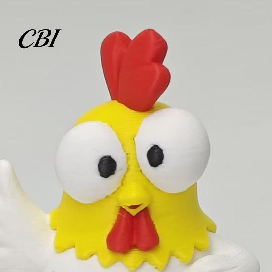 Mini Desktop Ornament 3D Printed Cartoon Rooster Figurine, Big-Eyed Funny Emoticon Figure Ornament, Cute Animal Sculpture, Creative Office Gift Worker