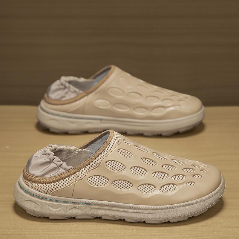 Designer Men Slippers Breathable Mens Shoes Trendy Bottom Casual Sneakers Mesh Half Slippers for Men Soft Sole Support Shoes New