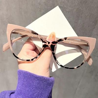 Nový dámský brýlový obrouček Kočičí oko Ploché zrcátko Módní oční obroučka Retro Antimodré světlo Trendy Pánské Dekorativní brýle Jednoduché brýle