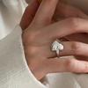 VENTFILLE Stamp Silve Color Love Heart Overlapping Ring for Women Girl Birthday Gift Irregular Hip Hop Fashion Jewellery