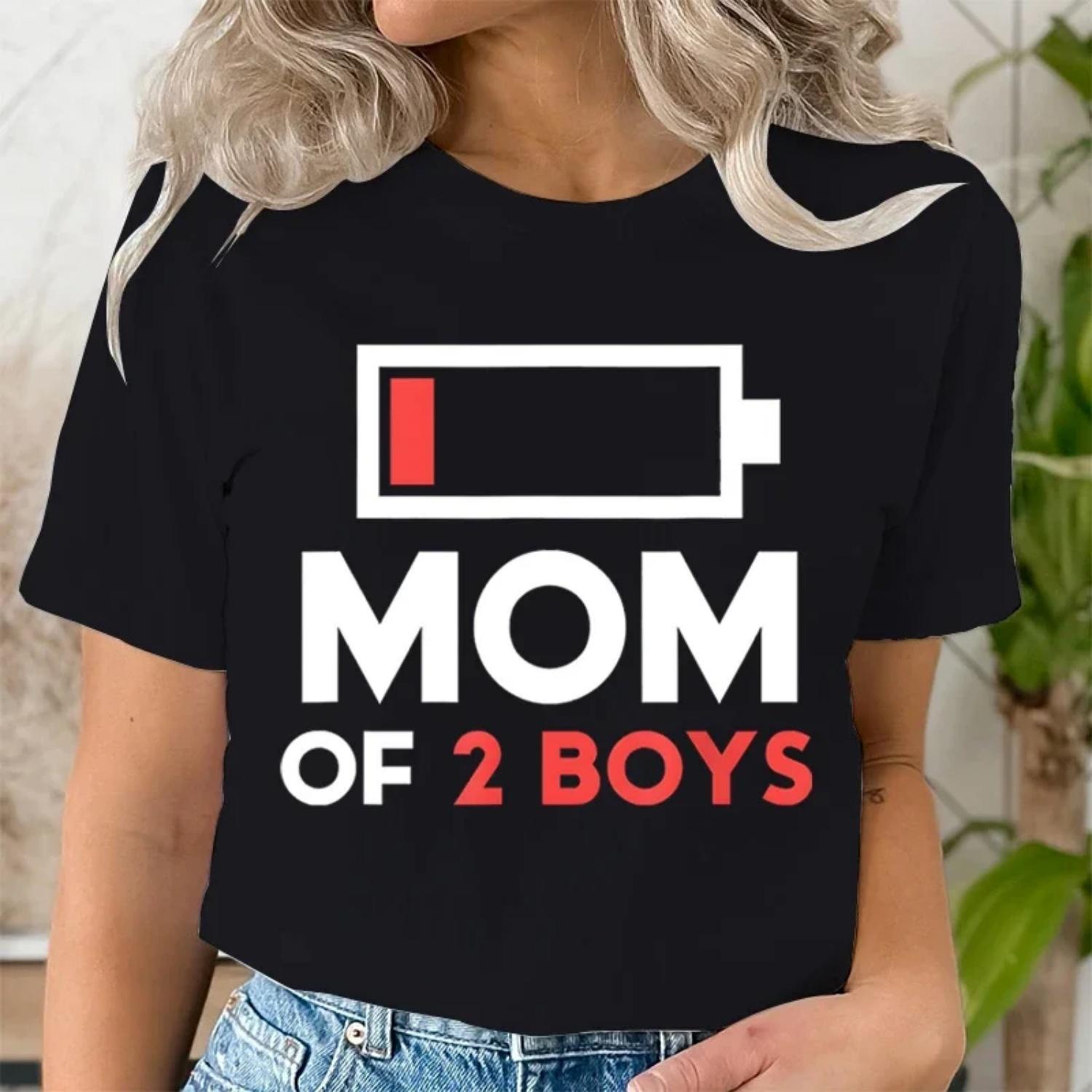 

Women Clothing Graphic Mom of 2 Print T Shirt Short Sleeve Ladies Mama Print Clothes Lady Tees Tops Female Womens T Shirt S чёрный