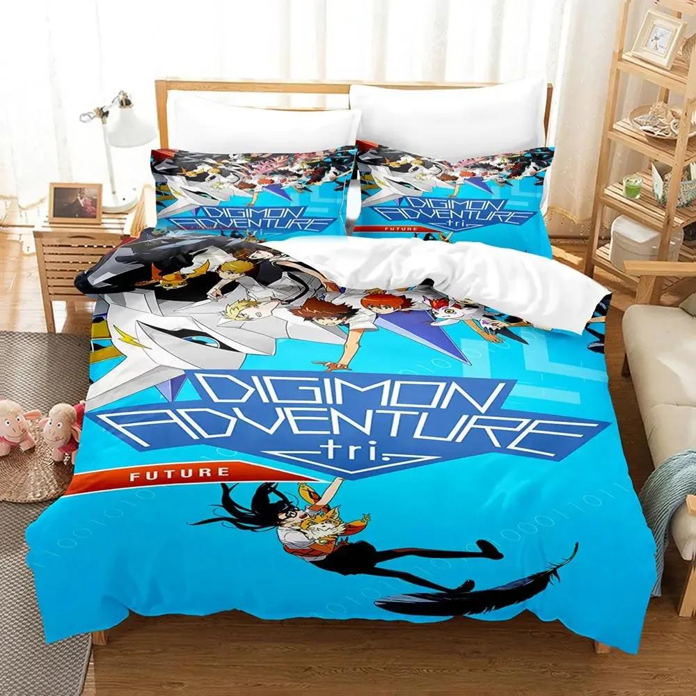 3D Print Anime Digimon Adventure Bedding Set Duvet Cover Bed Set Quilt Cover Pillowcase Comforter King Queen Size Boys Adult
