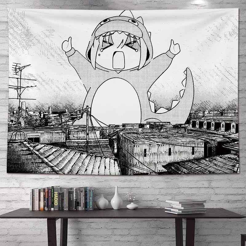 Lonely Rock Cute Anime Girl Tapestry, Cartoon Style Wall Hanging for Living Room Bedroom Esports Room Home Decor