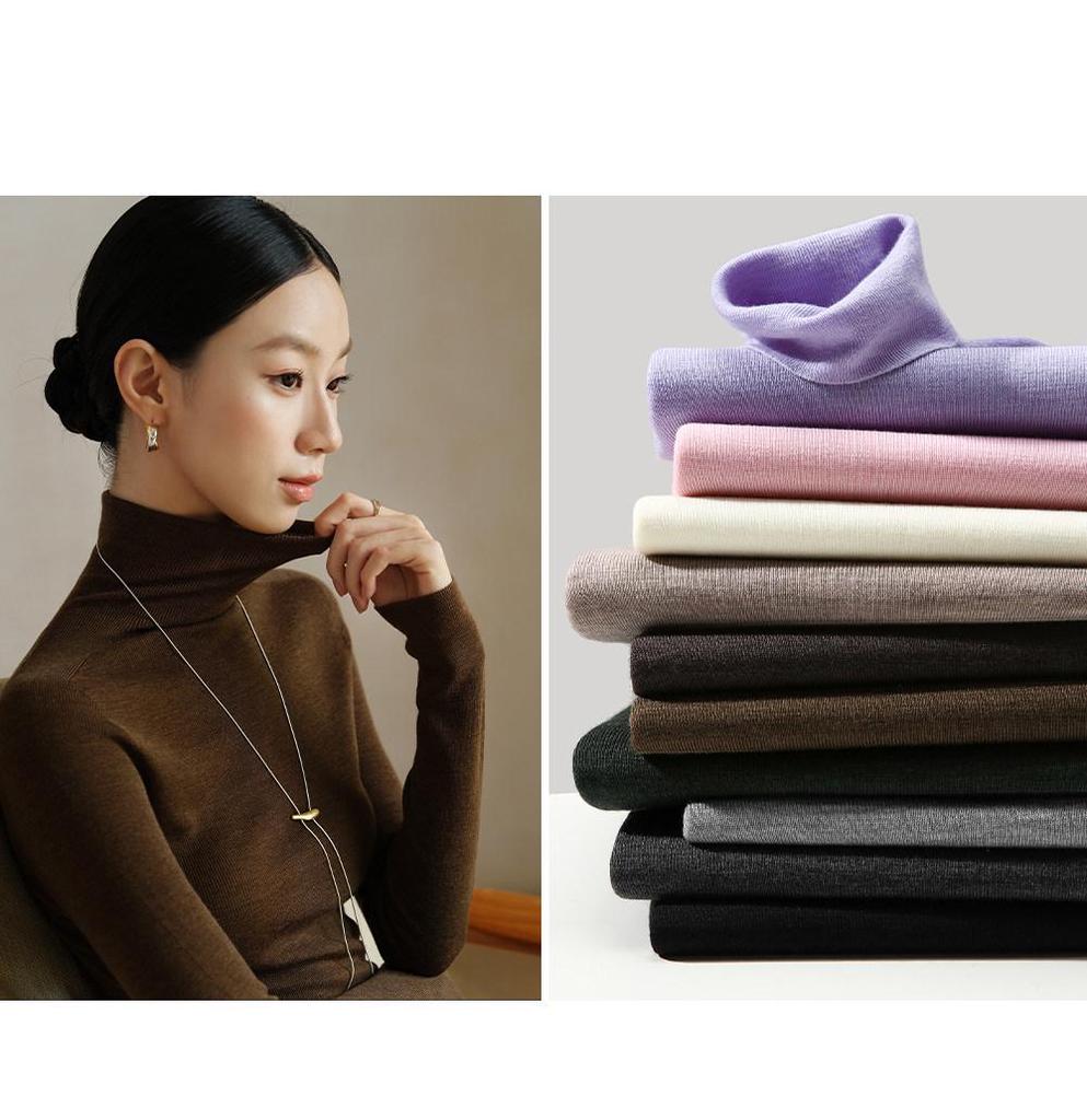 Women's Seamless Merino Wool Base Layer Top - Machine Washable & High-End Knitwear
