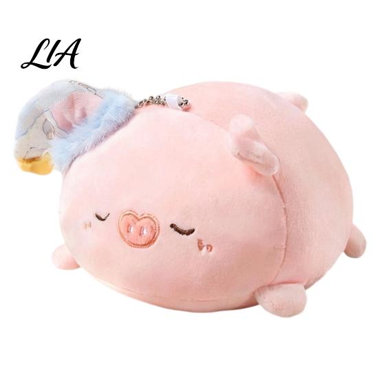 Soft Huggable Animal Doll Cute Pig Plush Pillow, Stuffed Animal, Short Velvet Plushie Pillow Doll, Small Bag Charm & Large Throw Birthday Gift