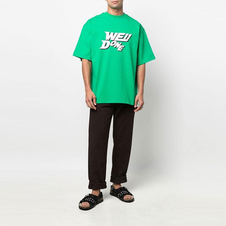 WE11DONE T-Shirts Unisex Green Crew Neck Moderate Straight Fit WD-TT1-22-630-U-GR
