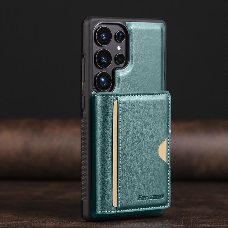Luxury 2-in-1 Magnetic MagSafe Wireless Charging Leather Case for Samsung S26 S25 Ultra S24 S22 Plus Note 20 Ultra Card Holder