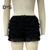 Women Summer Shorts Multi-layered Scattered Hem Ruffle Lace Trim Beach Shorts Lolita Style High Waist Ultra-short Shorts Daily Wear Sleep Shorts