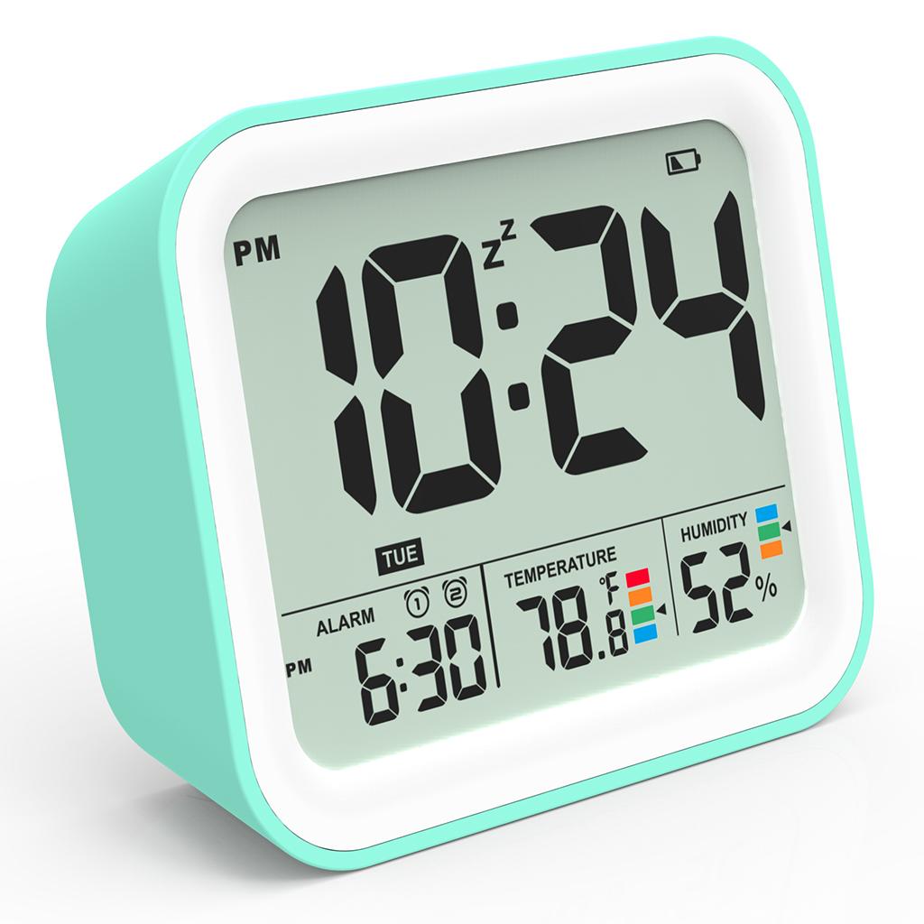 Hand-held Size Digital Alarm Clock with Snooze Function Automatically Detects Minute by Minute Temperature and Humidity Clock