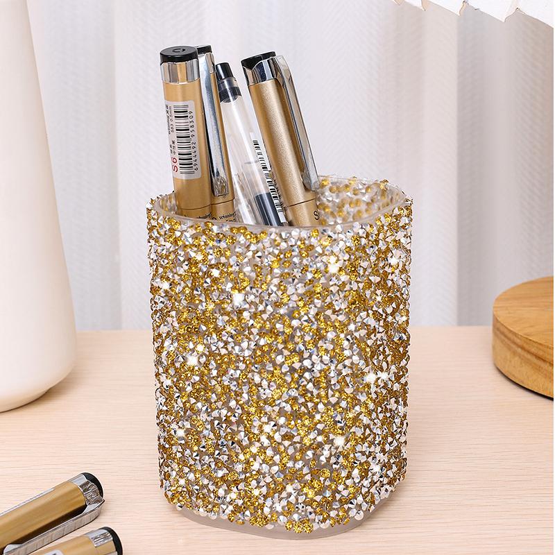 Fashion Women Sparkling Makeup Brush Bucket Cosmetic Storage Pen Box Makeup Brush Container Home Storage Box