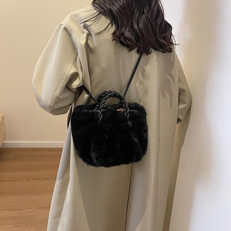 Chic Mini Plush Handbag & Crossbody Bag, Soft Fuzzy Purse with Top Handle, Ideal for Teen Parties, Outings, School, Everyday Use