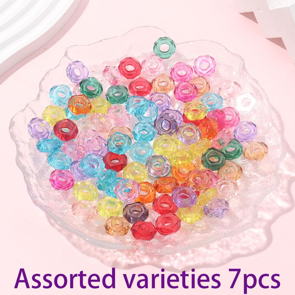 

7/14/21 шт. Прозрачные европейские бусины из смолы с большими отверстиями, разноцветные разнесенные бусины, креативные ромбовидные бусины с большими отверстиями, браслет-ожерелье своими руками 7pcs