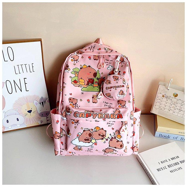 Schoolbag New Korean Version Student Schoolbag Junior High School High School Girls Large Capacity Burden Reduction Backpack Fashion Cartoon Casual