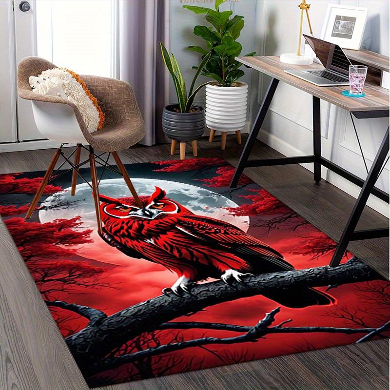 Office Carpet Red Owl Design for Sofa Protection Under Chairs