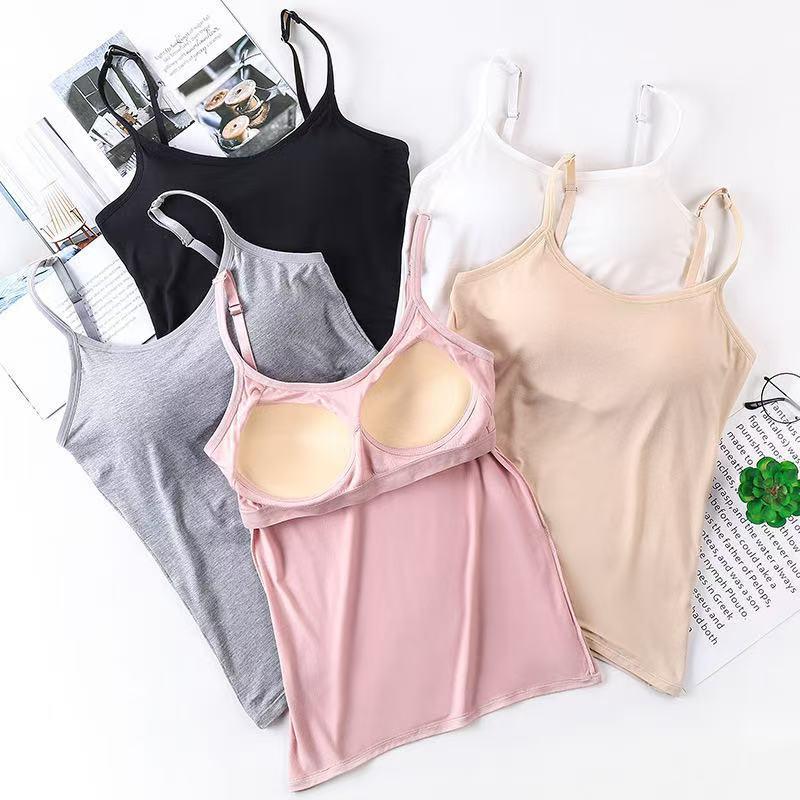 Übergröße Damen Sommer Camisole mit integriertem BH Verstellbarer Schultergurt Weste Tanktops