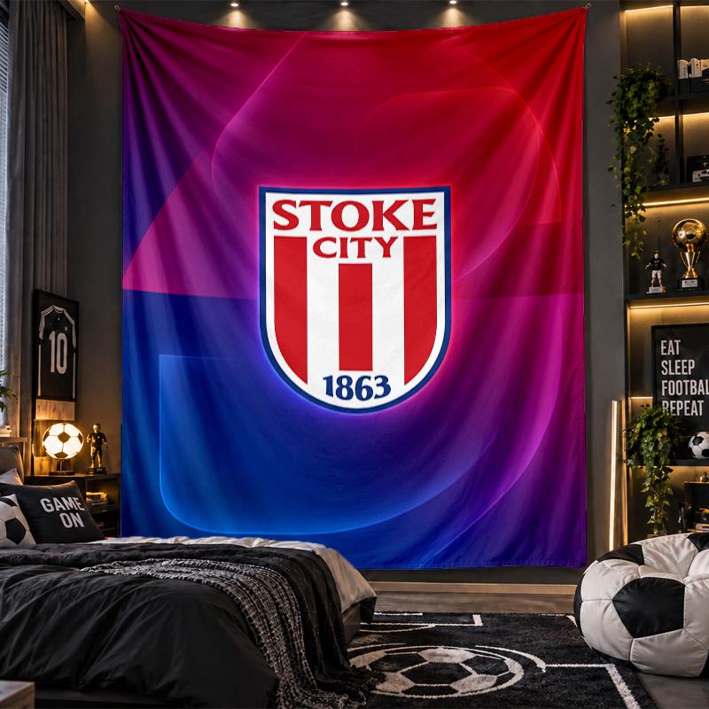 Wall Hanging Tapestry Stoke City Football Print Cloth for Living Room Bedroom Home Decor