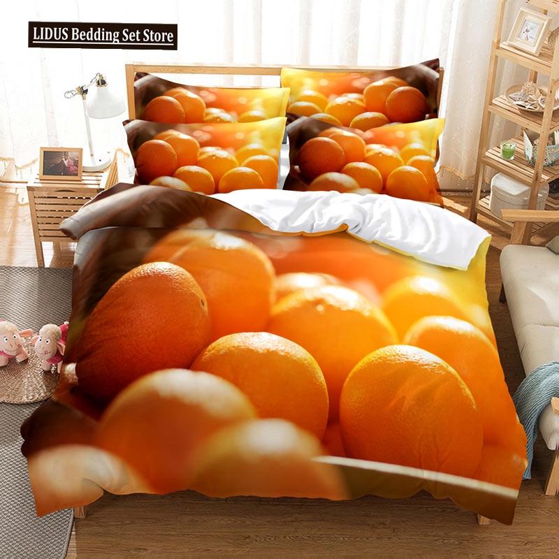 Set Copripiumino Frutta Stampa 3D Limone Fresco Arancia Fragola Ciliegia King Queen Per Bambini Ragazzi Ragazze Adolescenti Set Biancheria da Letto in Poliestere