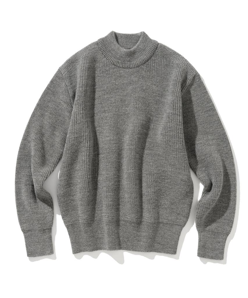 UNIFORM BRIDGE Fisherman Wool Crew Neck Knit Gray