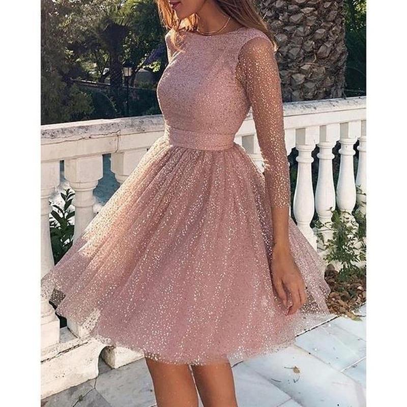 Rochie cu mânecă lungă pentru femei Rochie de seară cu talie înaltă Rochie pentru petrecere Cocktail Rochie subțire la modă pentru femei