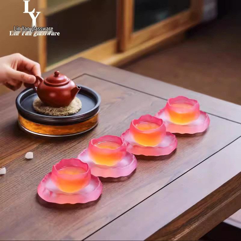 Frosted Japanese-Style Blown Glass Tea Cup - Thick, Irregular Design