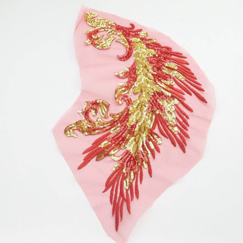 Embroidery Patches Sewing Accessories Feather Sequined Lace Craft Phoenix Tail DIY Sequins Patches