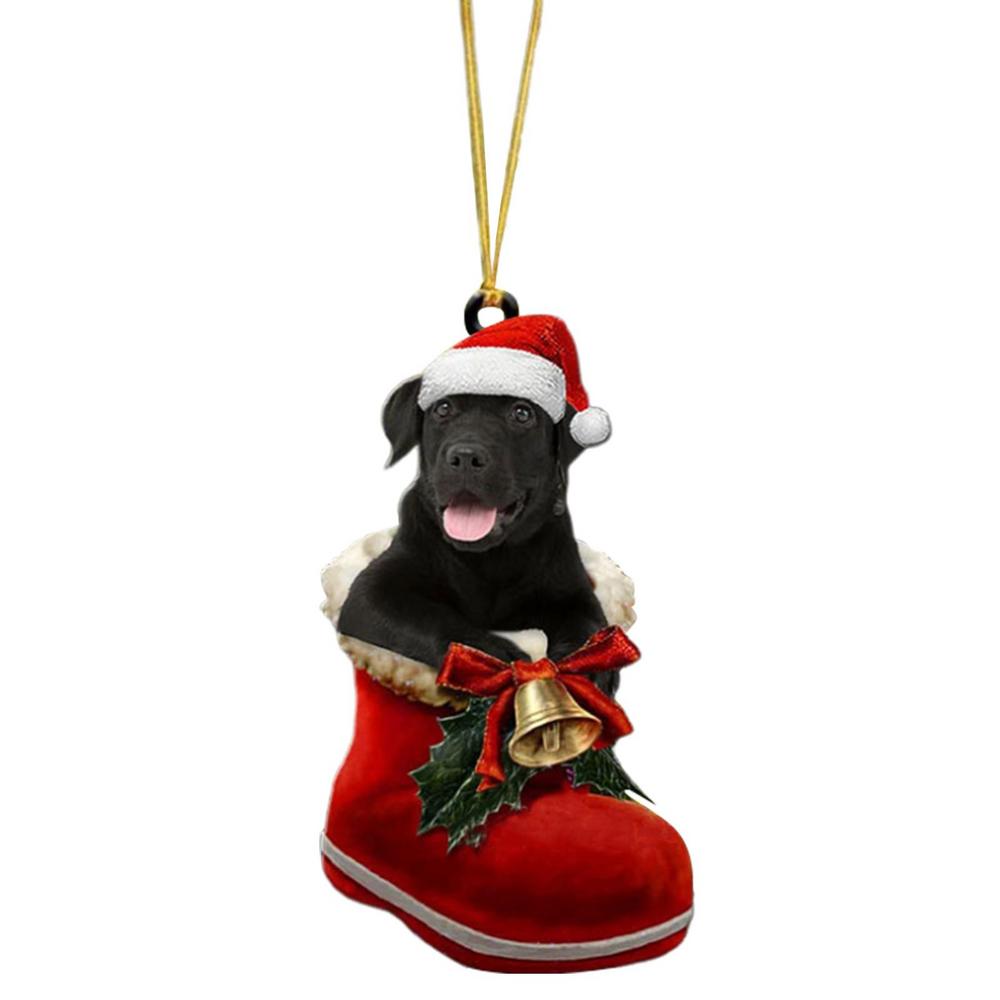 Dog Christmas Ornaments Dog Decoration Pendant 2D Seasonal Festive Pendant For Window Door Stair Fireplace Mantel Car Display