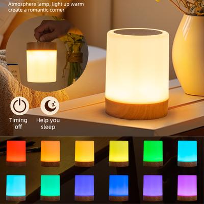 Rechargeable Bedside Lamp RGB Bedroom Touch Portable Desk LED Table Light RGB Table LED Night Lamp for Kids Gifts