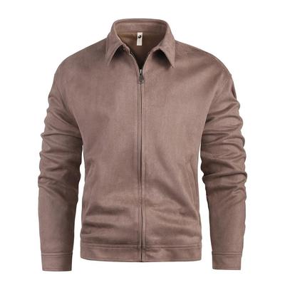 Original Design Suede Jackets for Men Sold Color Turn Down Collar Autumn Winter Coat Warm Windbreaker Slim Fit Zip Up Men's Jacket