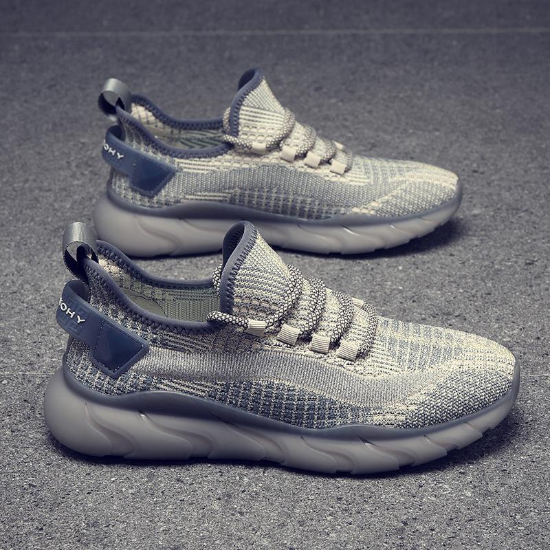 

Новая мужская обувь, дышащая и вязаная обувь кэжуал в корейском стиле, модная и универсальная ультралегкая спортивная обувь 42