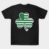 Men Black Print T-shirt Clover Leaf Shamrock American Flag Irish Ireland Lucky No-Cut Transfer Paper Print Cotton Tshirt