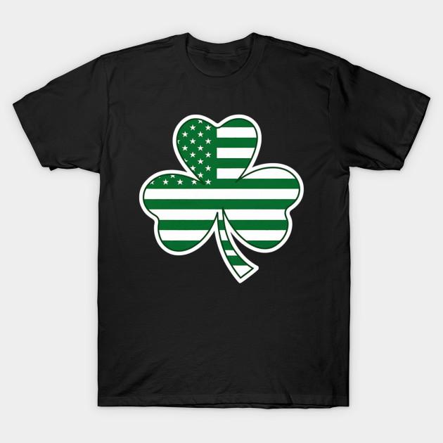 Men Black Print T-shirt Clover Leaf Shamrock American Flag Irish Ireland Lucky No-Cut Transfer Paper Print Cotton Tshirt 2XL