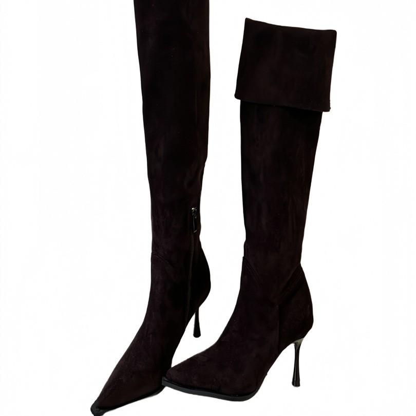 2025 Autumn and Winter New Retro Pointed Thin Heel Knight Boots Two Wear Long Boots Femininity Tall Thin Boots