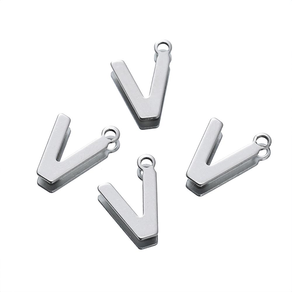 50 Stück Edelstahl 12mm Englische Buchstaben A-Z Anhänger für DIY Halsketten Schmuckherstellung Zubehör