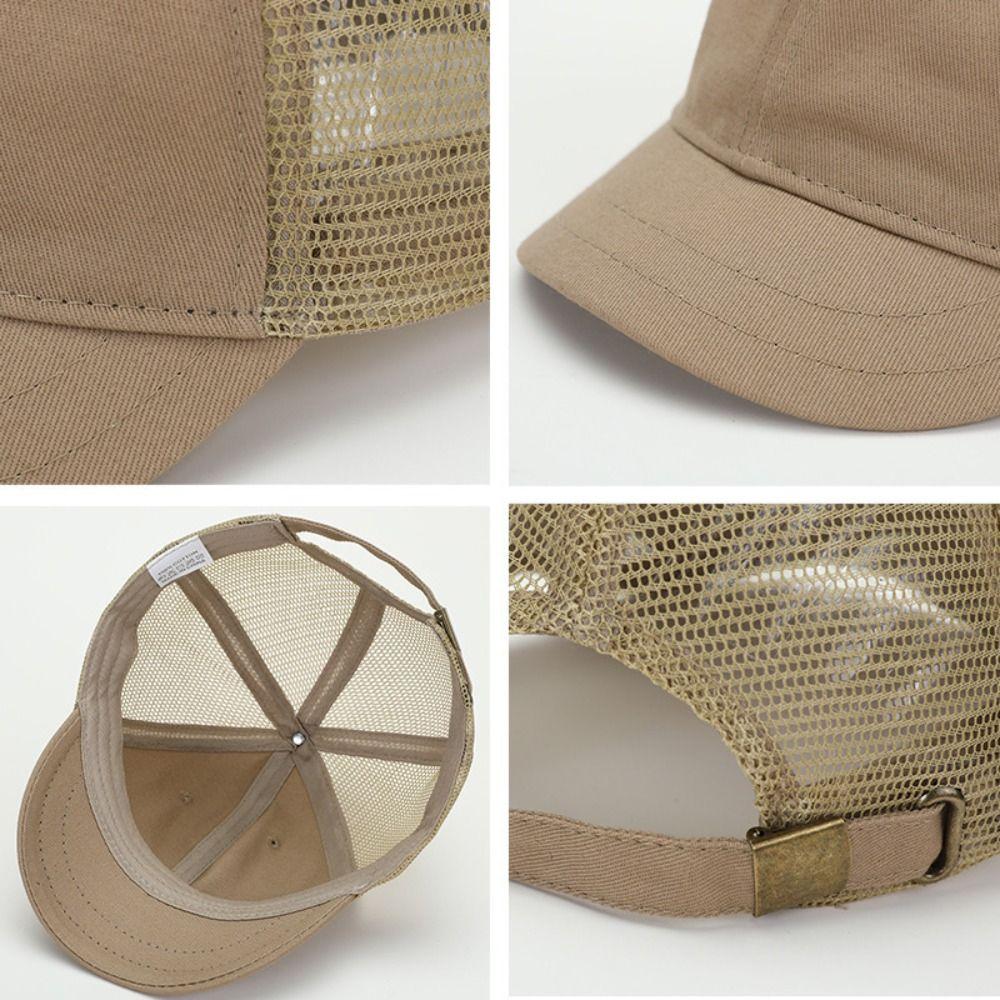 Trendy Short Brim Baseball Cap Breathable Sunscreen Hat Casual Mesh Peaked Cap  Unisex