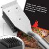 Outdoor Camping Grill Brush with Scraper Long Handle Design Rustproof Heat-Resistant Hard Bristles BBQ Grill Cleaning Brush