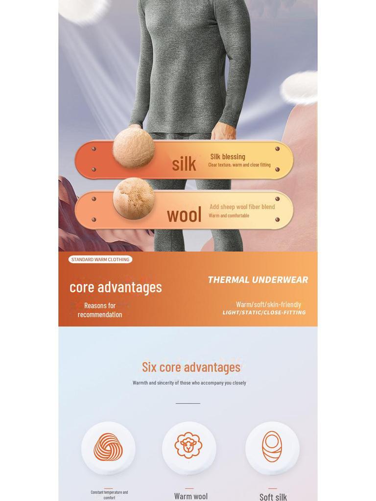 Men's Thermal Underwear Top - Velvet Lined, Thickened Long-Sleeve for Autumn/Winter Cold Protection