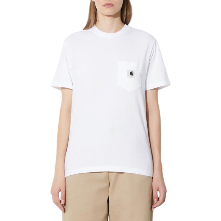 Carhartt WIP FW24 Logo Print Crew Neck Short Sleeve T-Shirt Women tops White I032215-02-XX