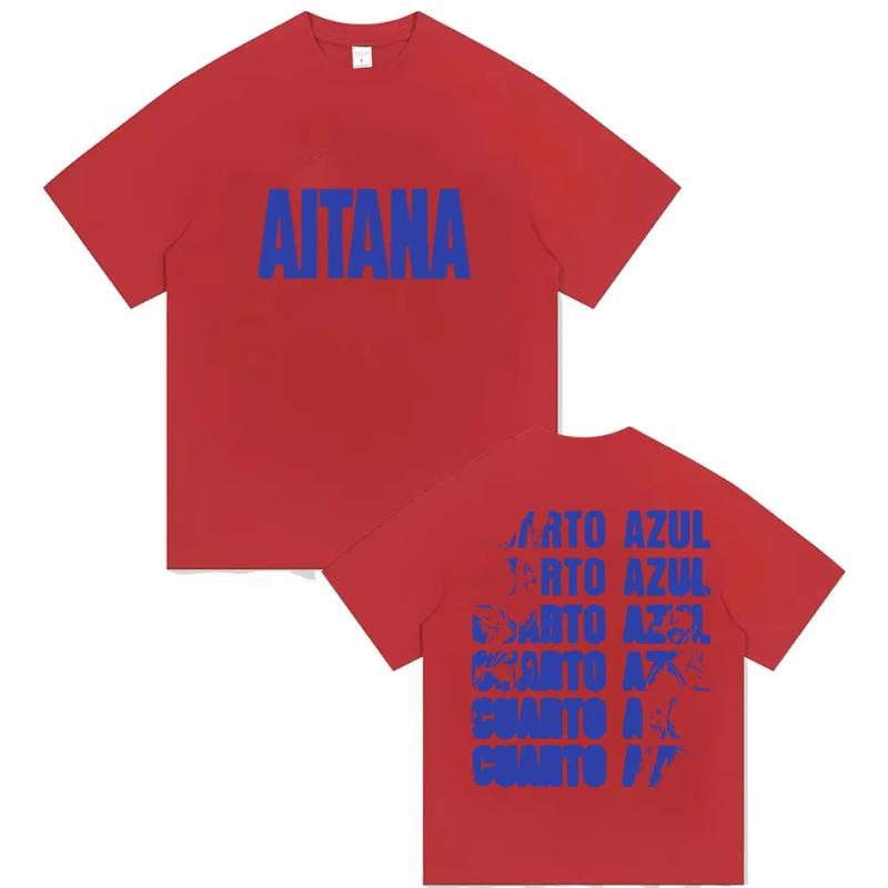 Zangeres Aitana Cuarto Azul Tour 2025 Print T-shirt Unisex Dames Hip Hop Fans Kleding Korte Mouw T-shirts Tops Puur Katoen T-shirt