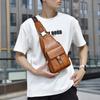 WEIXIER Faux Leather Vintage Casual Men'S Chest Bag, Crossbody Bag with Large Capacity And Multiple Compartments for Men