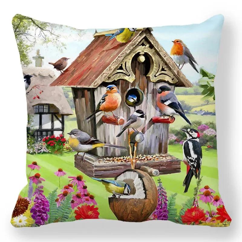 Christmas Decor Cushion Cover Christmas Gifts Home Party Decorative Pillow Cover Winter Snow Scene Animal Angel Print Pillowcase