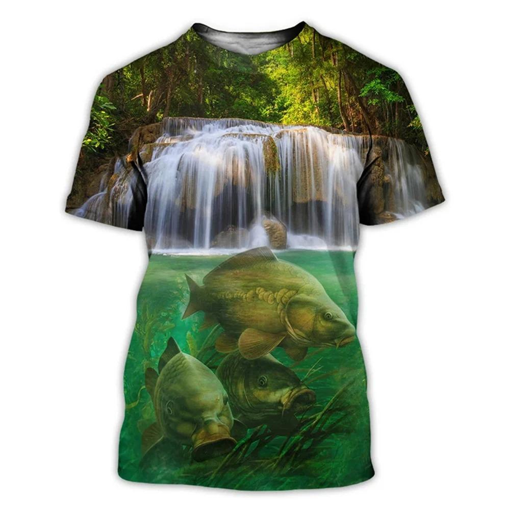 Outdoor Fishing 3d Children's Tops Teenagers From 3 To 14 Years T-Shirts for Boys Girls Korean Kids Clothes Summer Short Sleeve