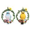 Bird On Wreath Figurine Resin Bird Hanging Decoration Garden Tree Hanging Bird Statue for Patio Porch Terrace Windows