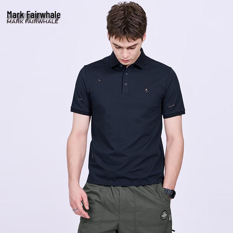 Mark Fairwhale Men s Embroidered Lapel Short Sleeve Polo Shirt 175/L