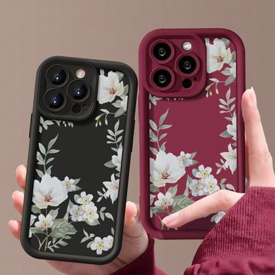 Funda con estampado de flores para iPhone 16, 15, Pro Max, 14 Plus, 13, Pro, 12 y 11, protección de lente suave a prueba de golpes