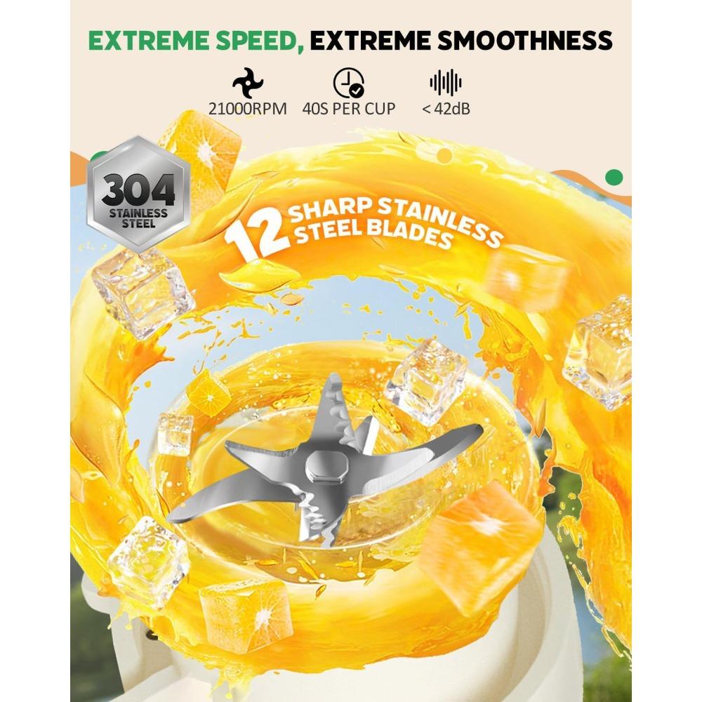 Portable blender for making smoothies; BPA-free mini blender for mixing protein powder; 15 ounces (approx. 440 ml)